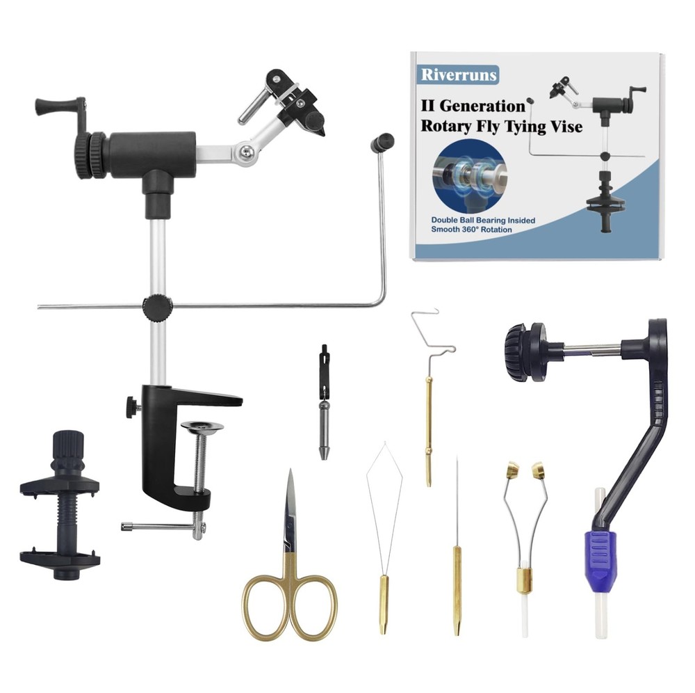 Rotary Fly Tying Vise Kit – Complete Tools & Materials for Professional Flies
