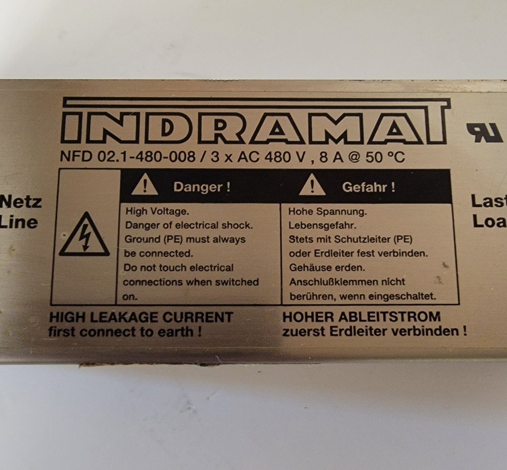 INDRAMAT POWER LINE FILTER NFD 02.1-480-008.