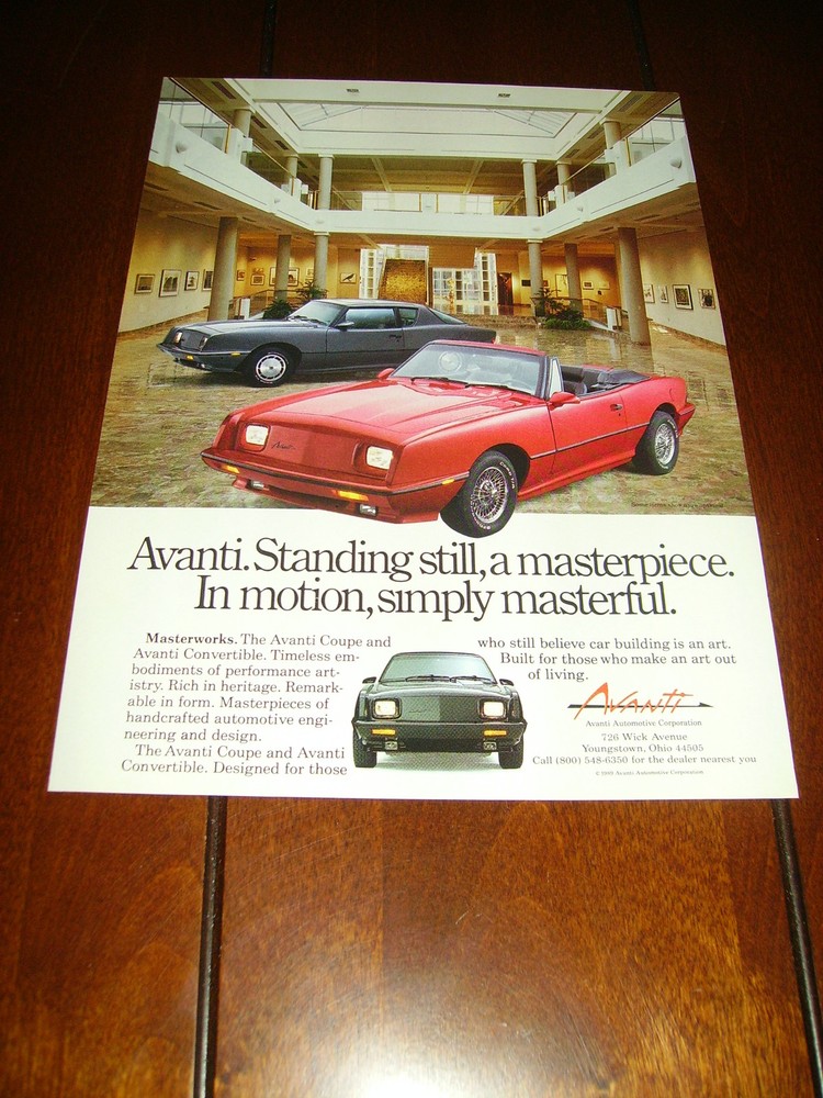 1989 AVANTI COUPE / CONVERTIBLE ***ORIGINAL AD***