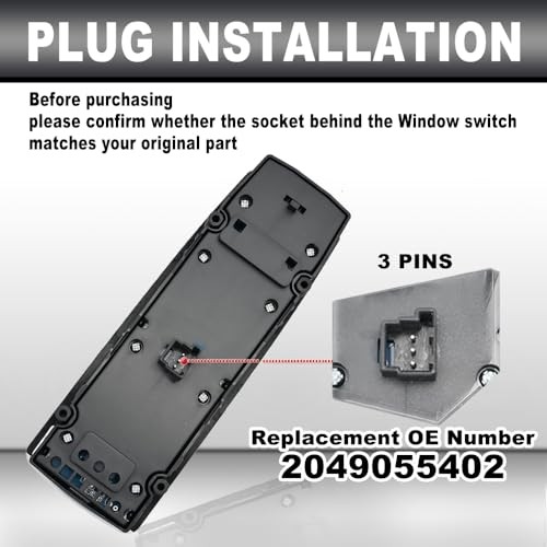 Master Power Window Switch Button Front Driver Side Compatible with 2008–2017