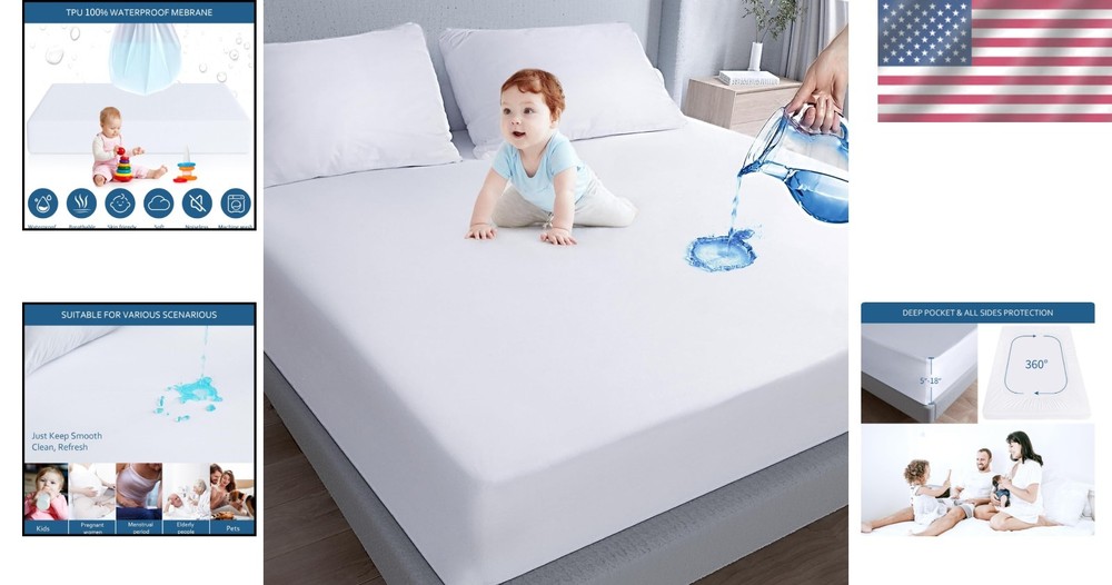 Cal King Waterproof Mattress Protector - Breathable & Odor Resistant