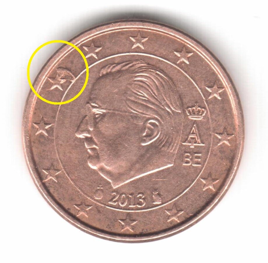 Belgium 1 euro cent 2013 ERROR