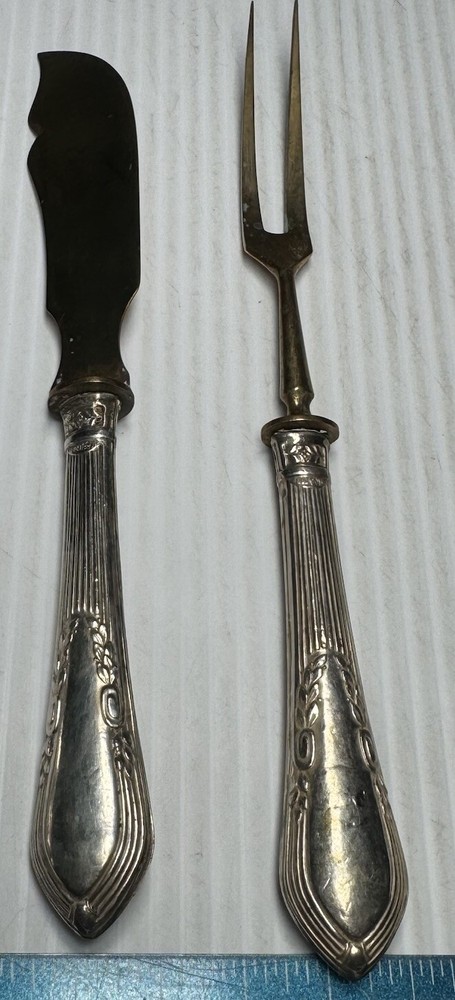 Antique Silver Handles 800 Serving Set Meat Fork And Master Knife (Spreader)