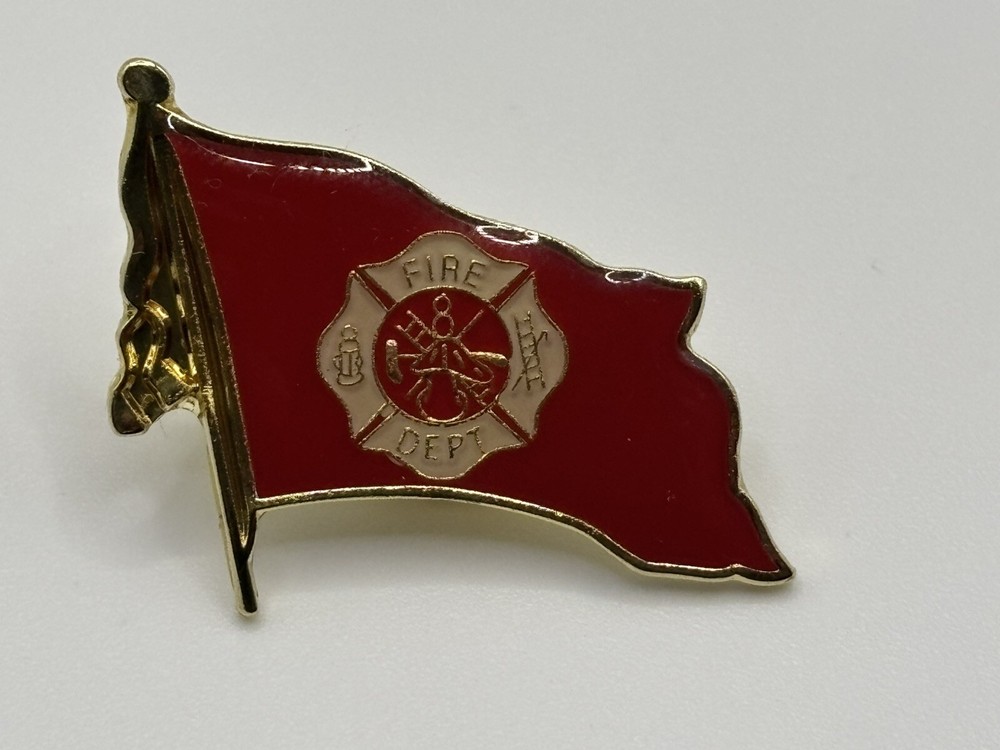 FIRE DEPARTMENT WAVING FLAG LAPEL PIN NEW