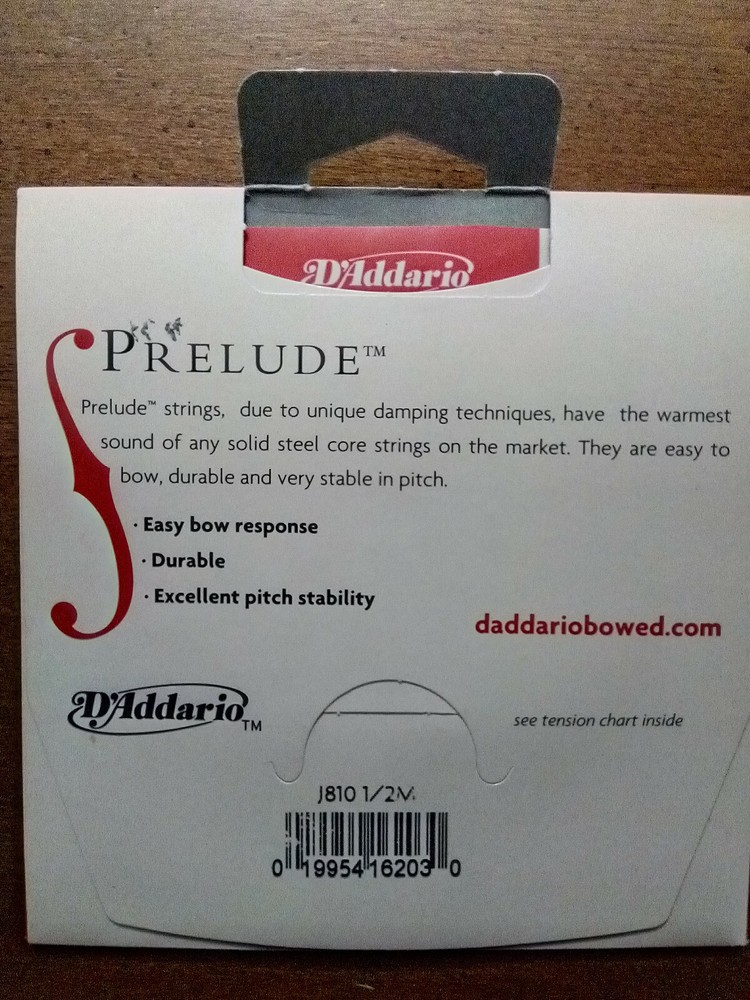 D'Addario Prelude Violin String Set, 1/2 Scale, Medium Tension