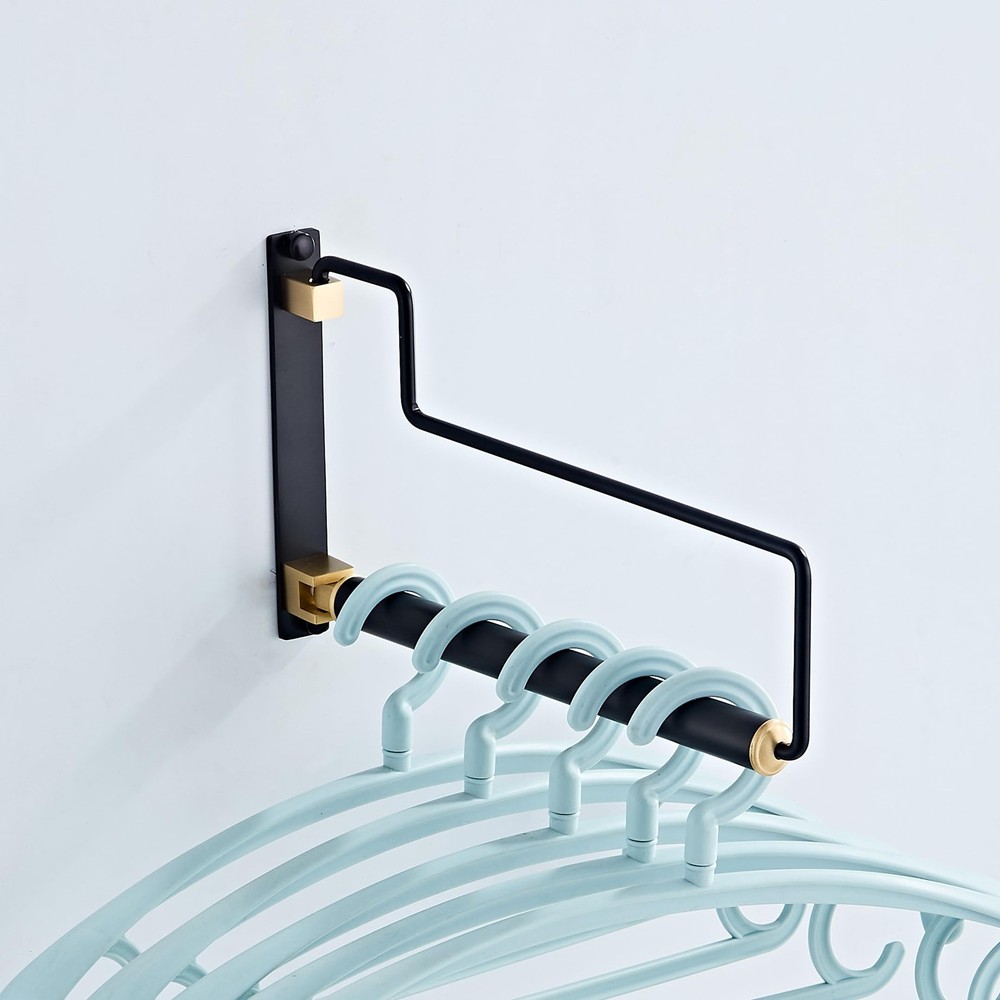 Folding Clothes Hanger Drying Rack Black Wallmounted Clothes Organizer For Laund