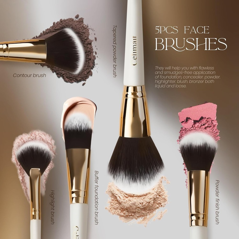 Makeup Brushes Set 12 Pcs Professional & Beginner Friendly, Soft Synthetic Make