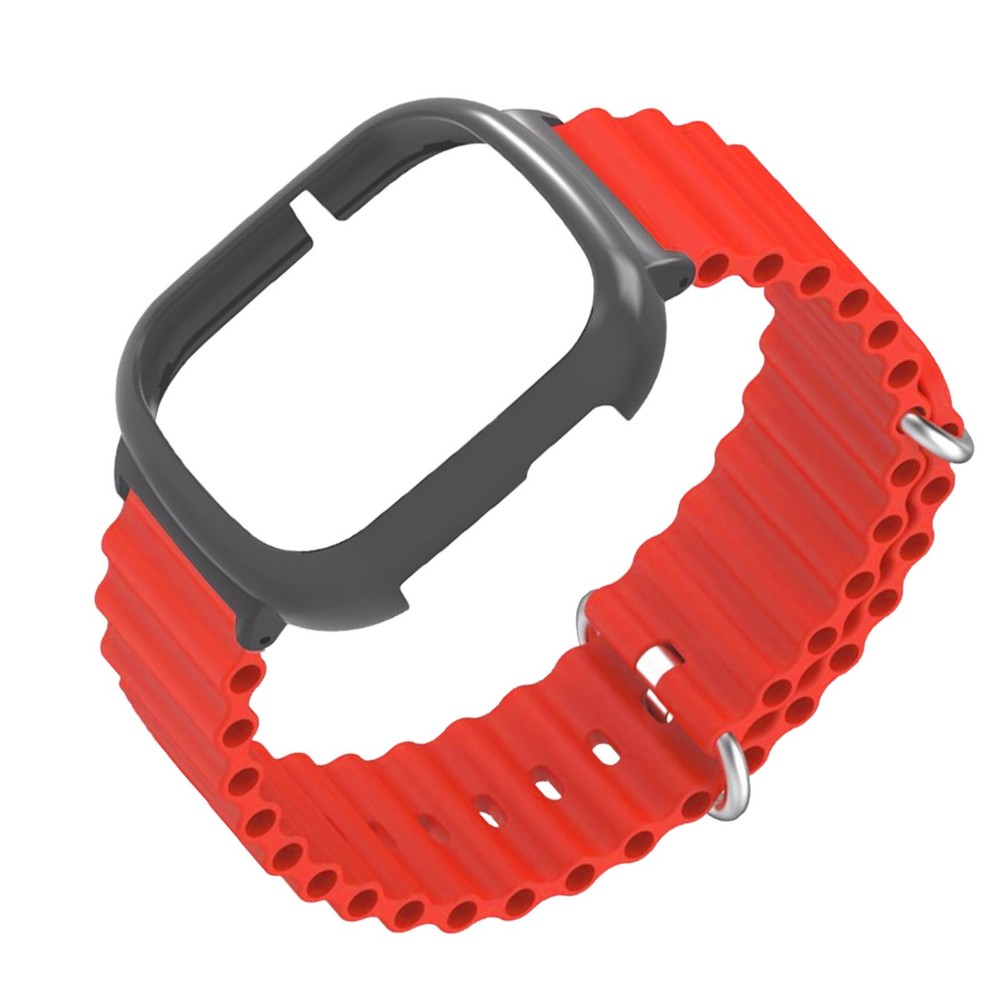 Silicone Watch Band With Case Replacement For Honor 4 Adjustable Strap (Red )
