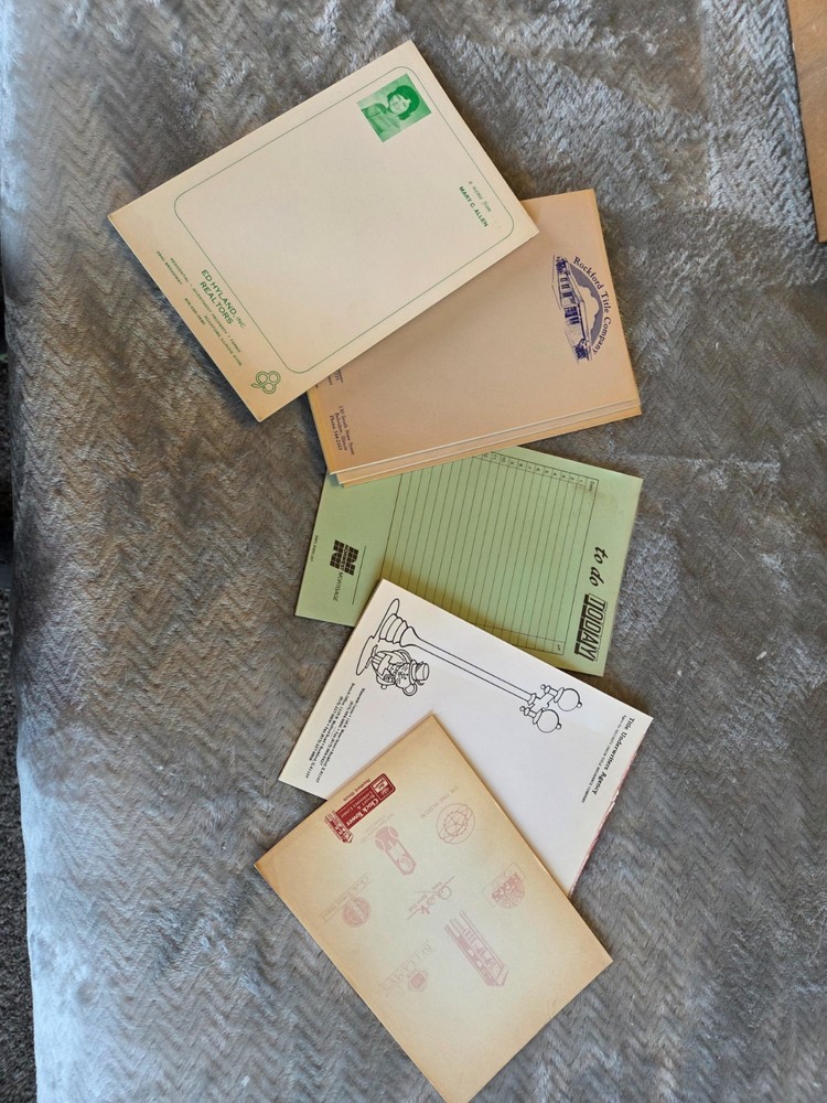 Vintage paper note tablets from Rockford IL  7 total