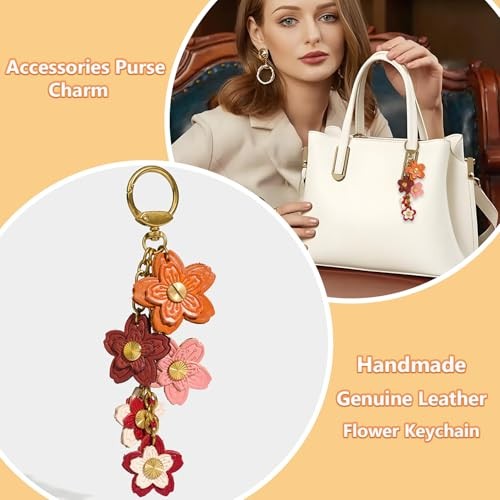 Handmade Genuine Leather Flower Keychain-Leather Flower Keychains Boho