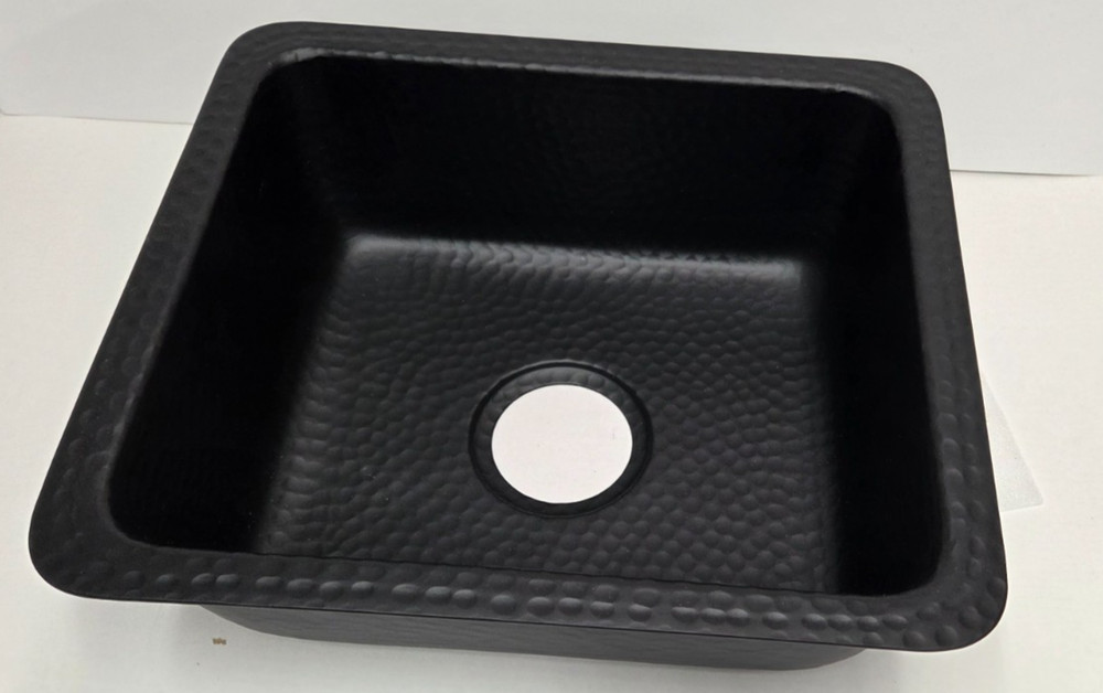 Monarch Abode 17 Inch Hand Hammered Black Drop In/ Under Mount Kitchen Sink