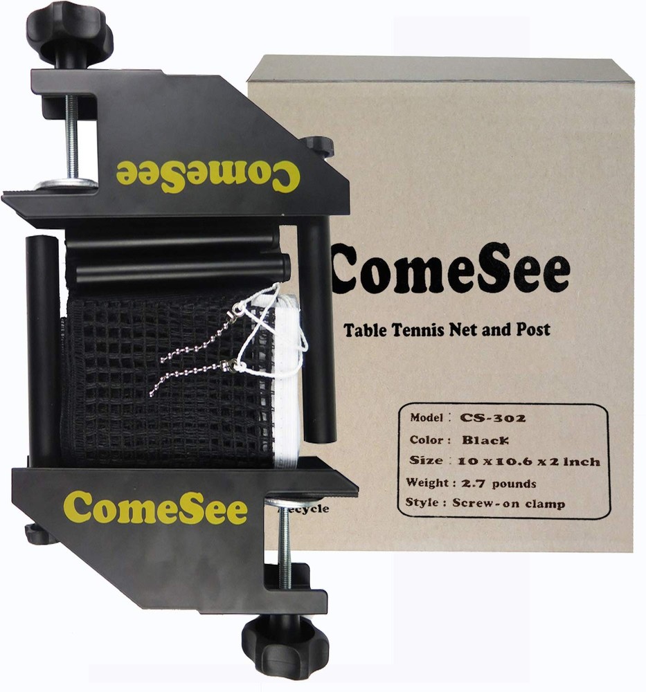 ComeSee Professional Table Tennis Ping Pong Net Post Set Standard, Black