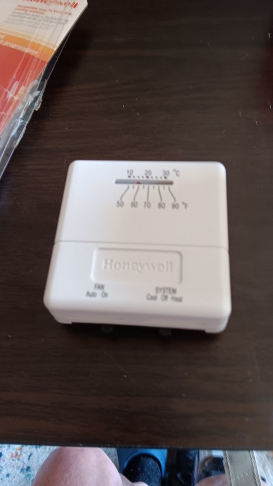 Honeywell Non-Programmable Thermostat CHATS Analog Dial Push Button White