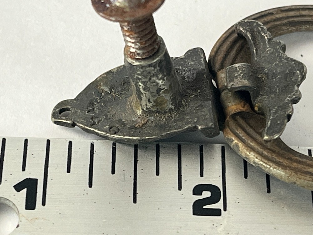 2 Antique Solid Brass Drawer Pulls - Drop Ring Pull Knobs - Victorian Colonial