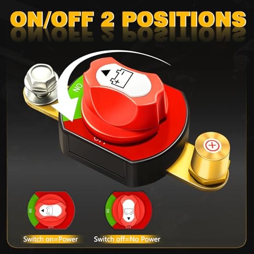 Side Post Battery Disconnect Switch 12V-48V 300A Battery Power Isolator Cut