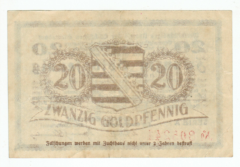 GERMANY BANKNOTE 20 PFENNIG DRESDEN 1923