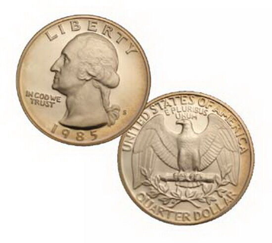 1985 S US Mint Washington Proof 25 Quarter Coin