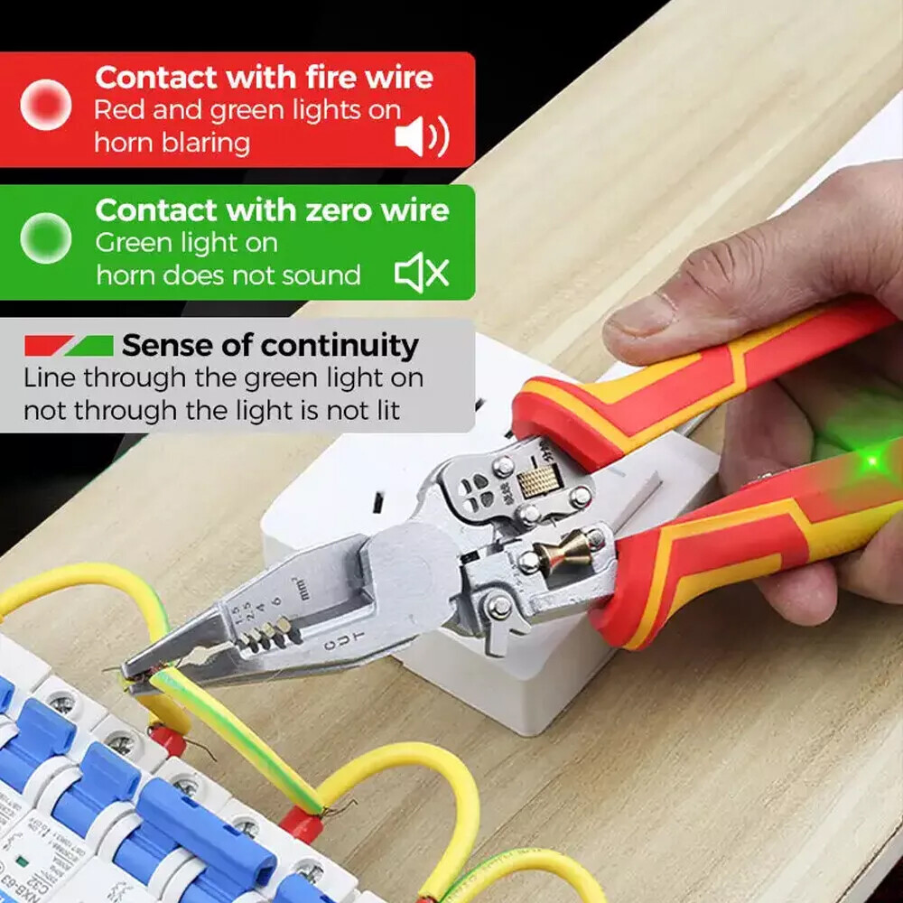 Wire Strippers with Electricity Measurement Function 8in1 Wire Stripping Pliers