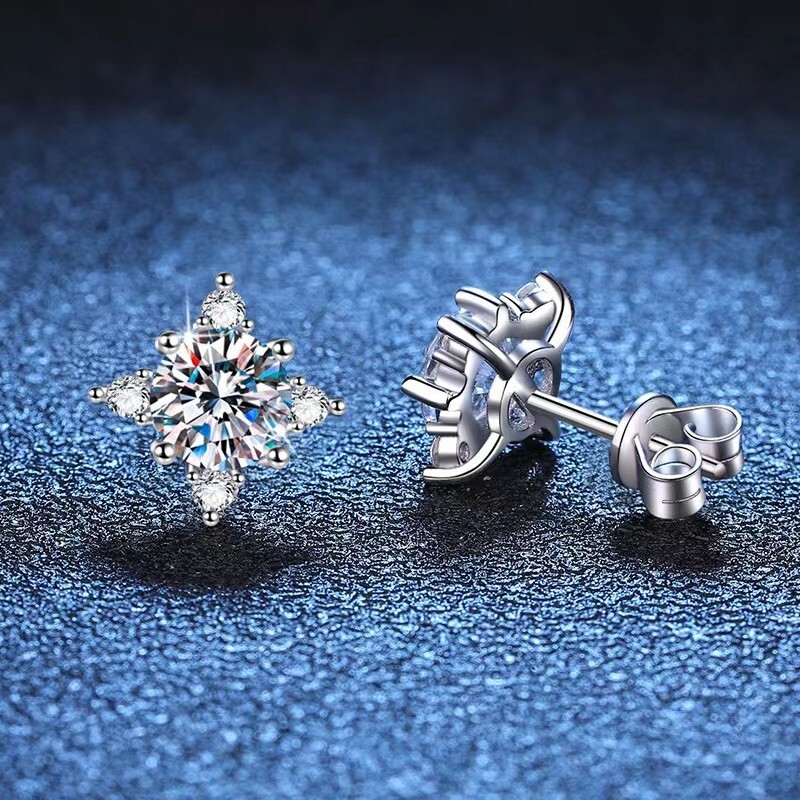 2.5CT Moissanite 12mm Stud Earrings 14k White Gold Plated in Solid Silver