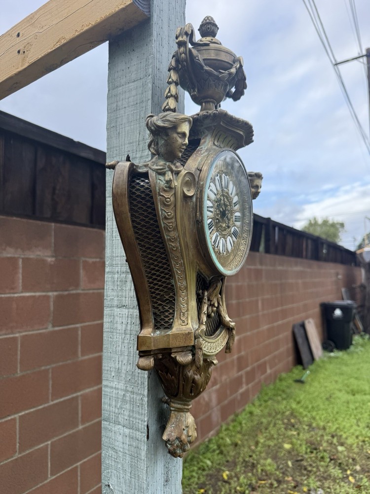 Antique French Brass Wall Clock
