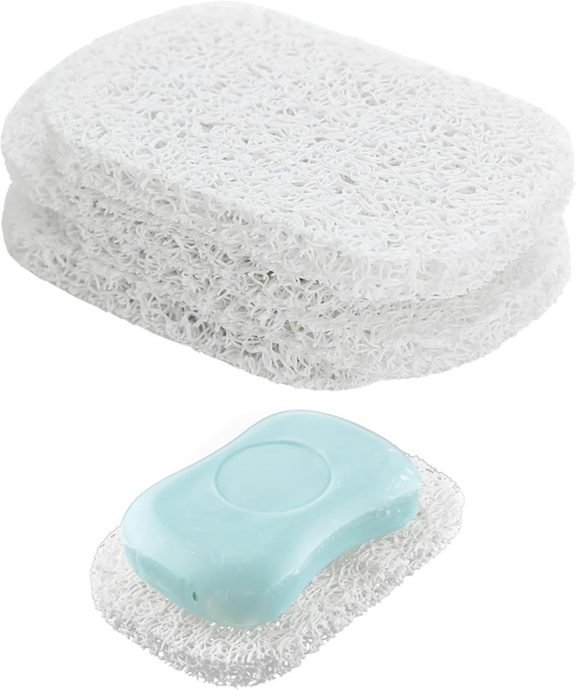 4 Pack White Soap Saver Holders - Self Draining, Non-Slip Bath Accessory