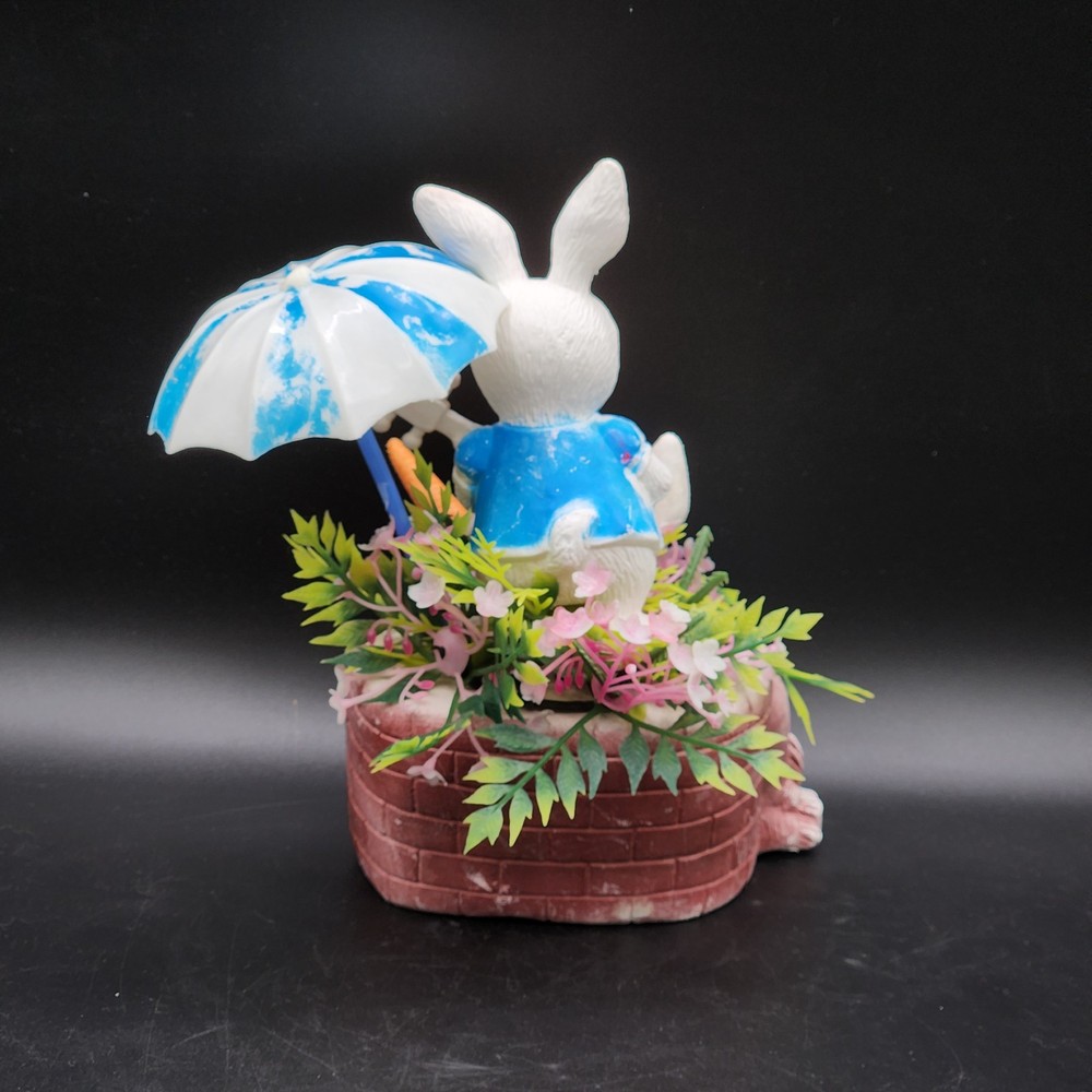 VTG Kitsch Easter Bunny Rabbit Plastic Centerpiece Topper 8" Anthropomorphic