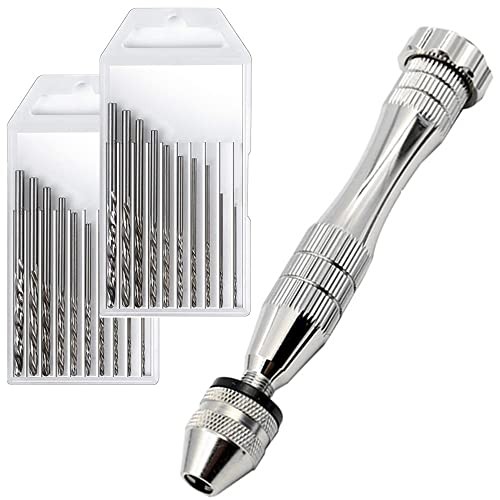 Precision Pin Vise Hand Drill - Steel Manual Tool with 20-Piece Micro Bits