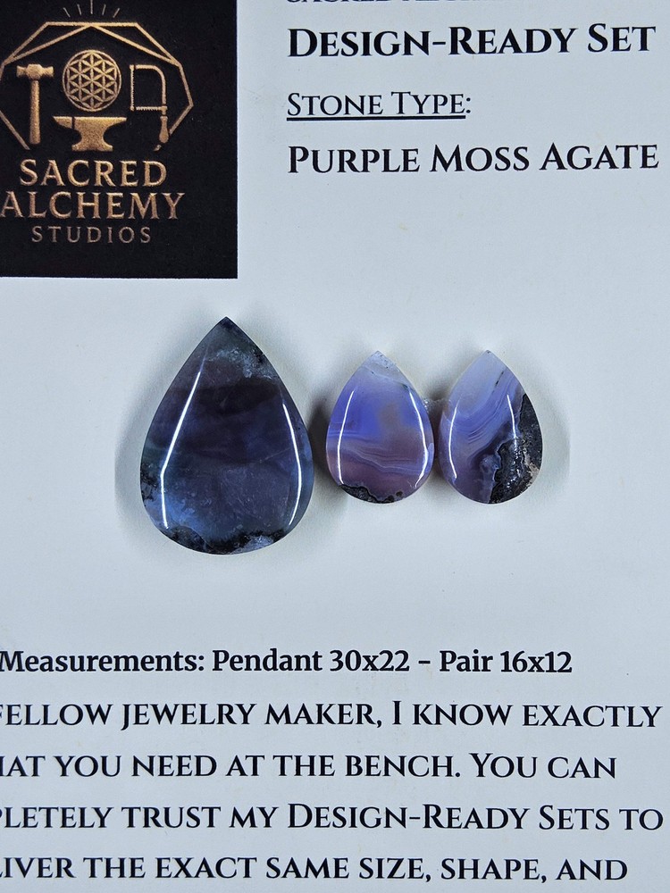 Tear Shape - Purple Moss Agate - Design-Ready Set
