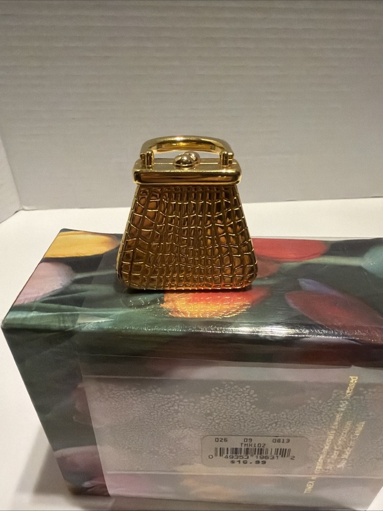 Timex Mini Gold Purse Handbag Accessory Clock Quartz Untested *Nice*