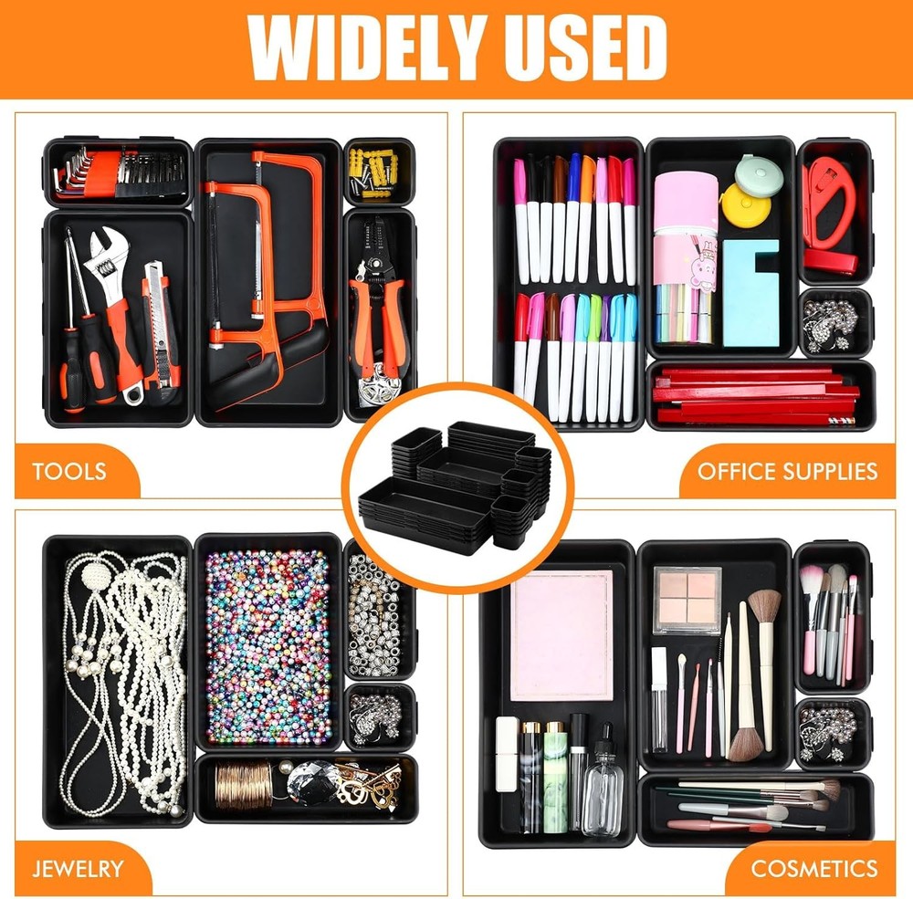 100 Pack Tool Box Organizer & Storage Tool Drawer Organizer Tray Divider 5 Sizes