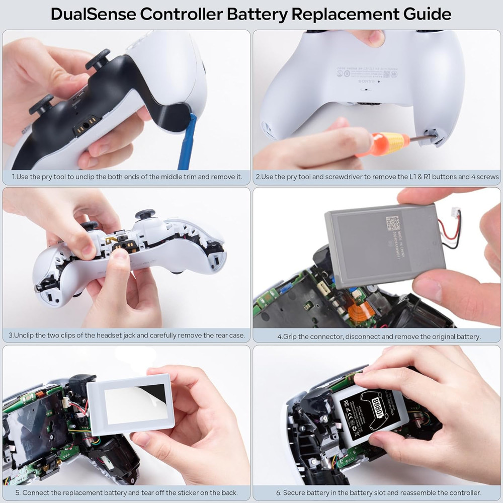 2 Pack PS5 Controller Replacement Battery, 8880mWh High Capacity, Rechargeable