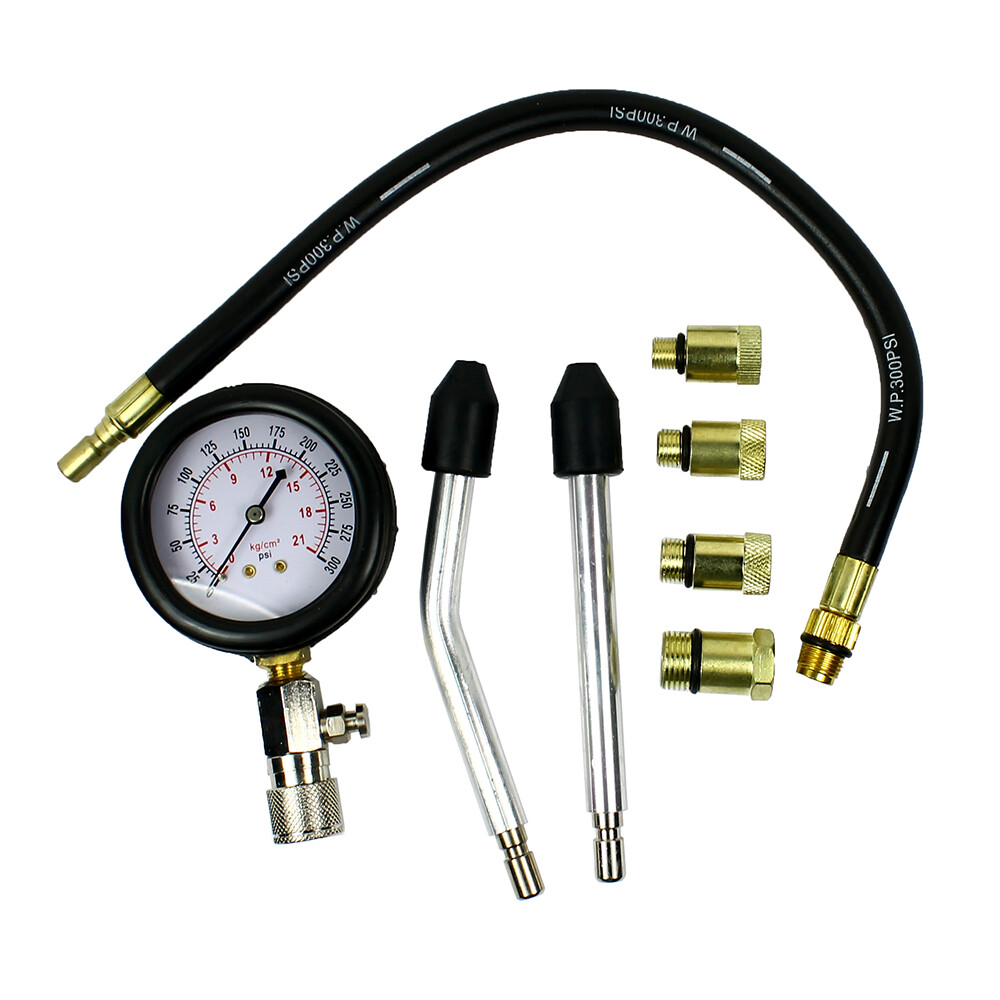 8 PCS Petrol Engine Cylinder Compression Tester Kit Gauge Tool Automotive