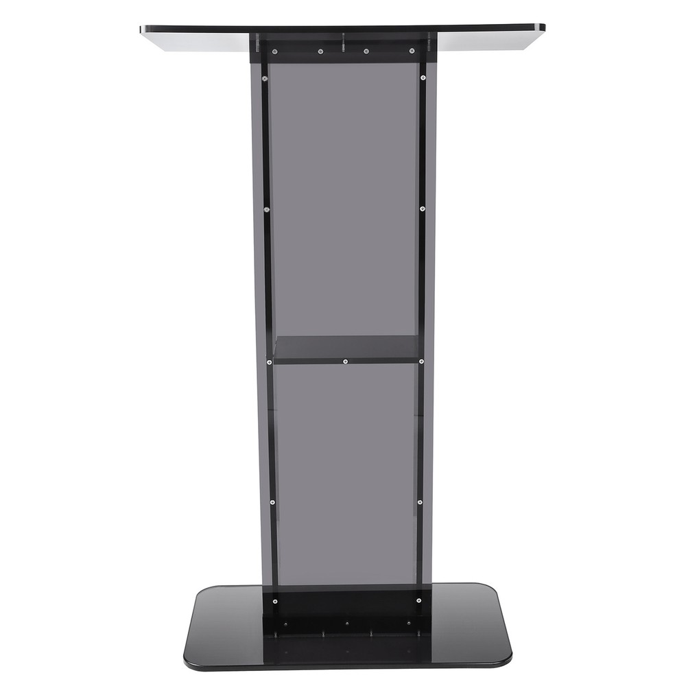 VEVOR Acrylic Podium Stand 47" Reading Surface Storage Shelf Black