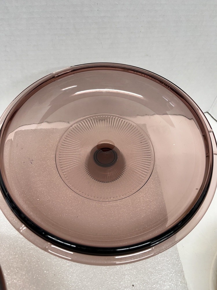 Pyrex 3 Pcs Lids Vision Ware Cranberry Glass Lid