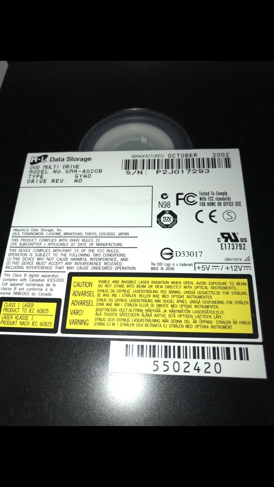 Hitachi H-L Data Storage DVD Multi Drive Recorder CD Rewritable GMA-4020B
