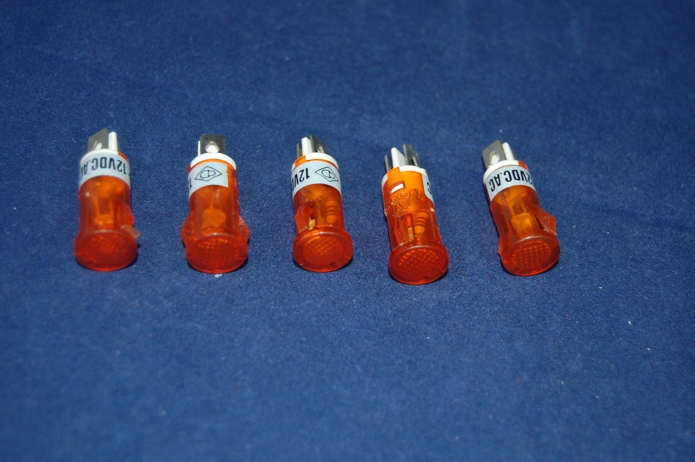 5 Pcs 120V AC/DC 12mm Yellow Panel Mounting plug in LED Pilot Lights