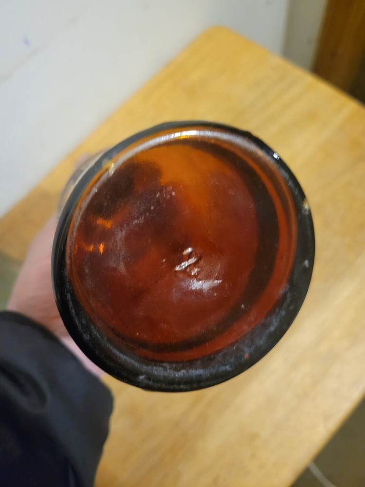 SANFORD'S INKS & LIBRARY PASTE PINT HAND BLOWN 7" TALL BOTTLE AMBER