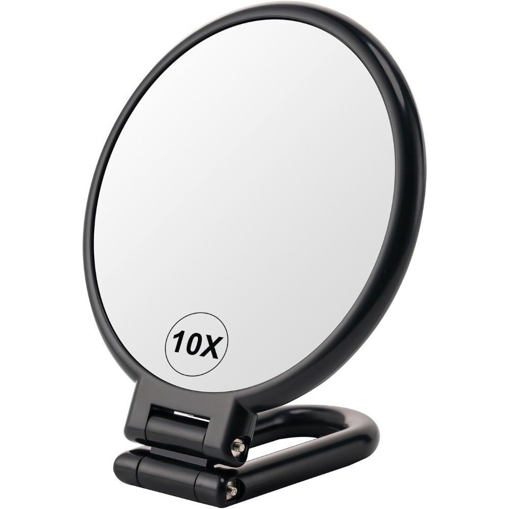 Handheld Magnifying Mirror 1X 10X Side Foldable Travel Makeup Mirror with