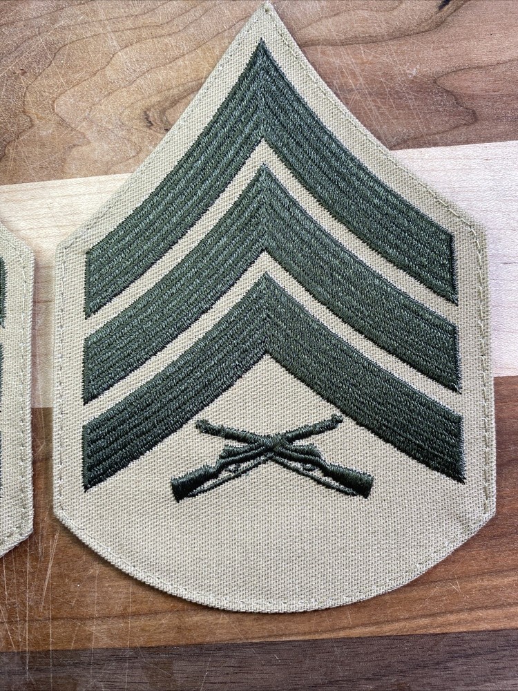 USMC Green & Khaki Sergeant Chevrons Patches