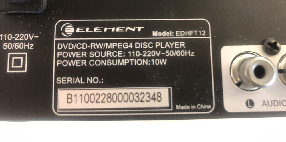 Element Electronics- HDMI DVD Player With Up-Conversion- EDHFT12 with no remote
