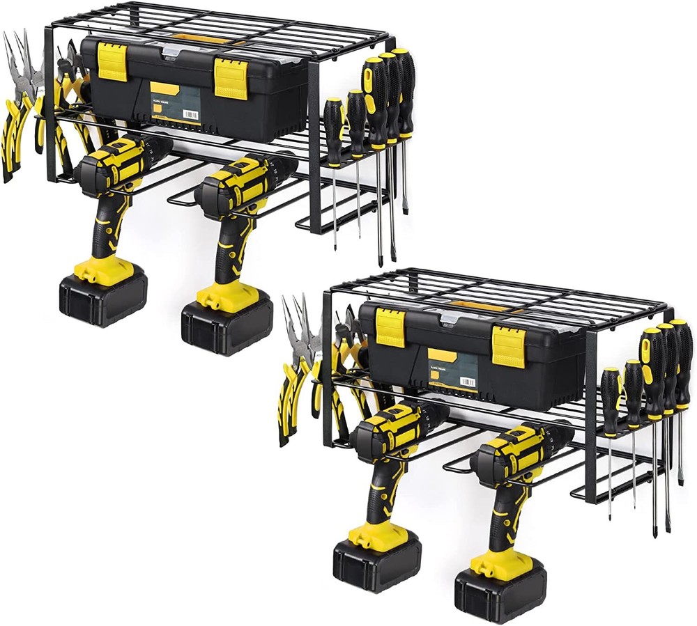 2 Pack Power Tool Organizer Heavy Duty Wall Drill Holder for Garage Tool Storage