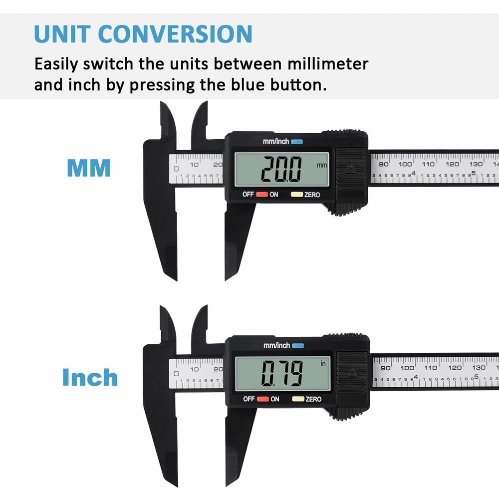 Digital Caliper, Adoric 0-6" Calipers Measuring Tool - Electronic 6", Black