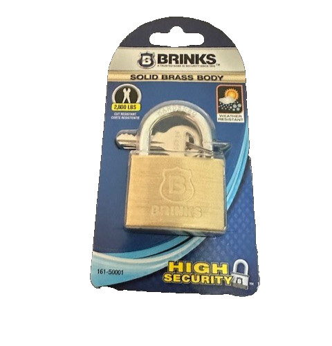 Brinks Solid Brass Body High Security Padlock 161-50001 2800 Lb Cut Resistant