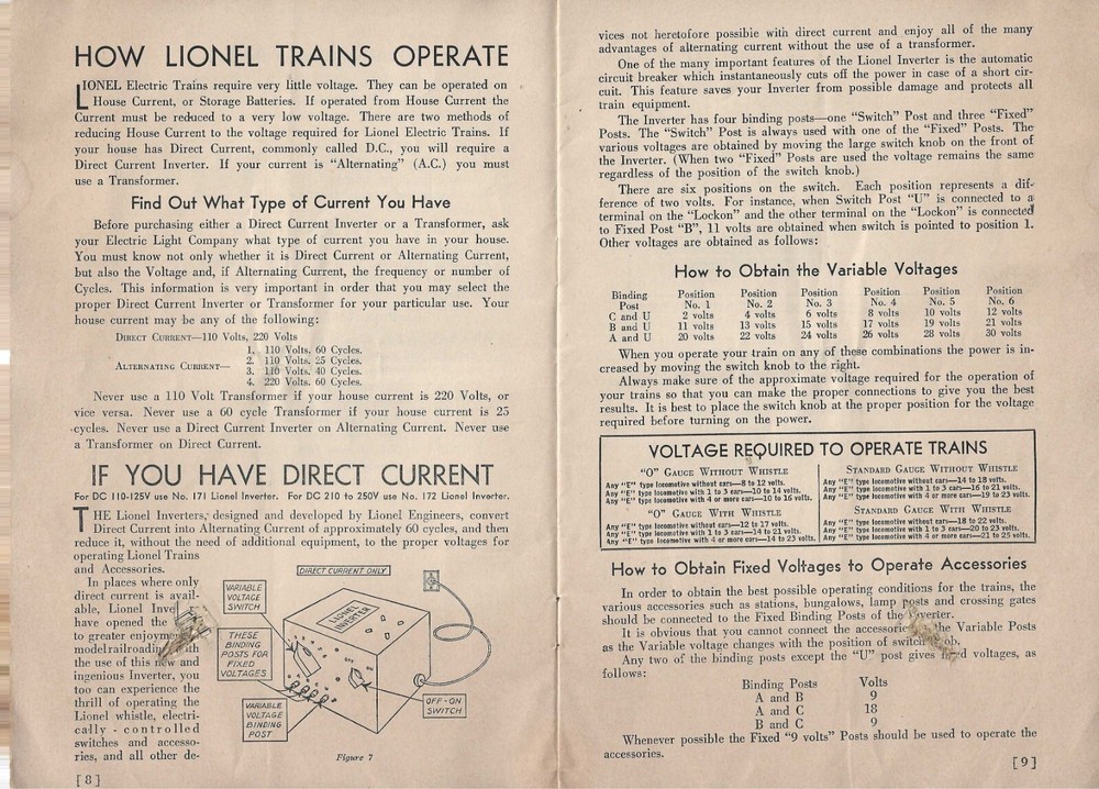 Vintage 1938 INSTRUCTIONS FOR ASSEMBLING AND OPERATING LIONEL TRAINS, Book