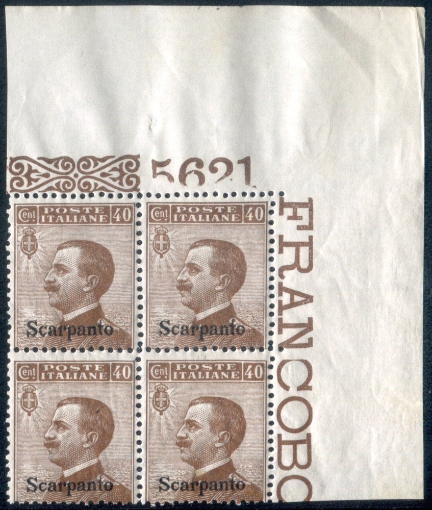 1912 Aegean Sharpanto 10 + 40 Cent. quarters with table number spl **