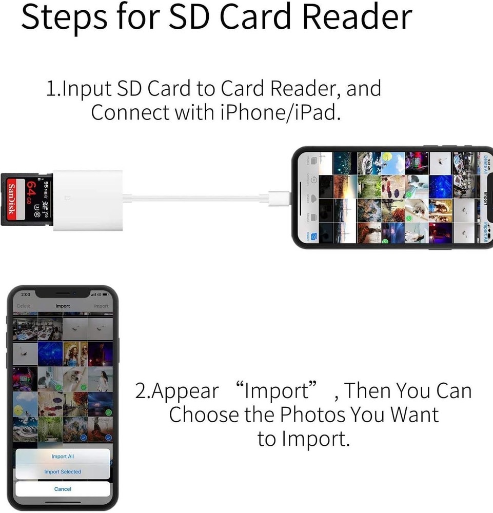 Apple Mfi to SD Card Camera Reader for Iphone Ipad, Memory