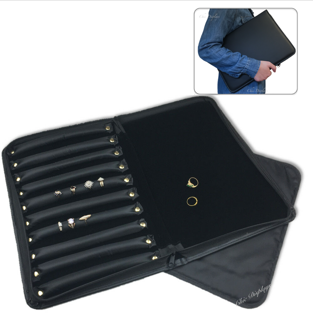 Black Jewelry Ring Case Ring Organizer Case Portfolio Case Ring Travel BlackCase