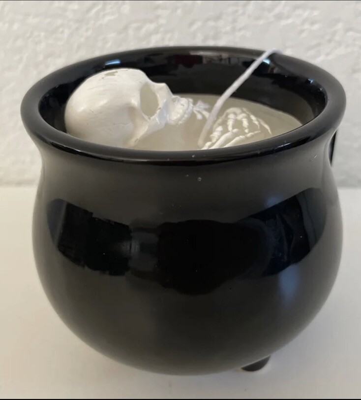 Martha Stewart Skeleton In a Cauldron Halloween Candle Decor 💀