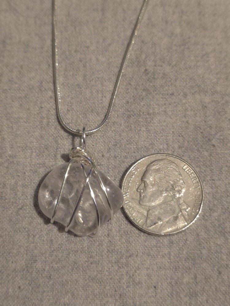 Clear Quartz Pendant On A Sterling Silver Necklace