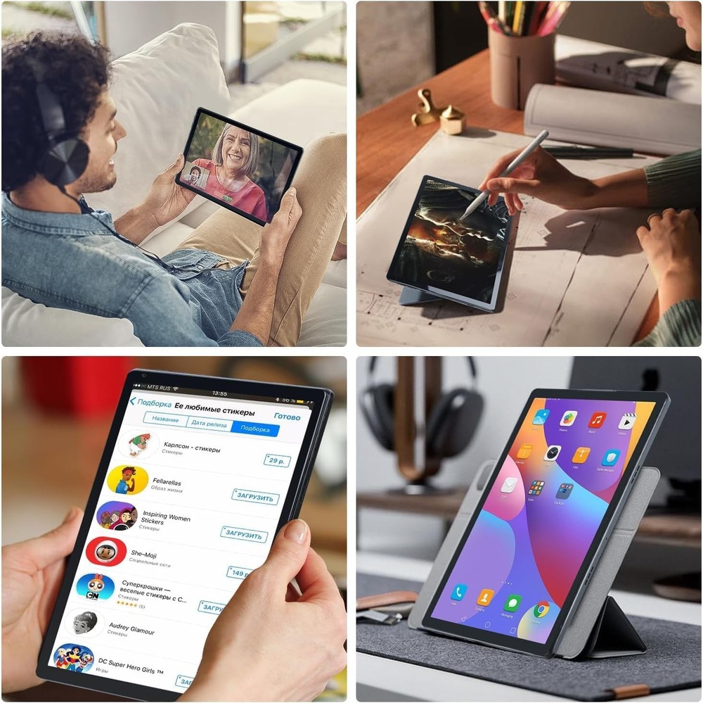 Android 15 Tablet, 10.1 inch Tablets IPS HD Touchscreen Dual Camera 24GB+128GB